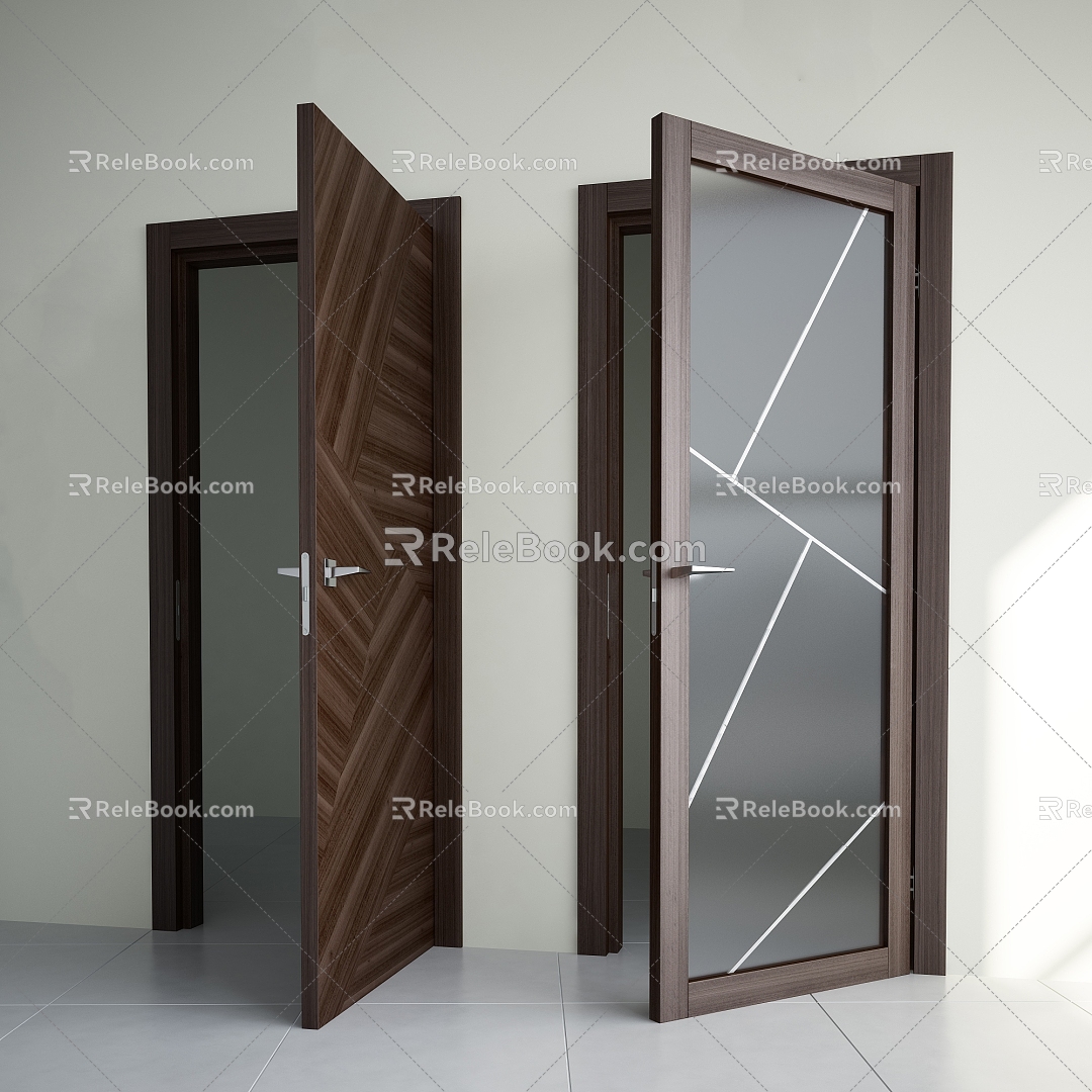 Swing door, single door, toilet door 3d model