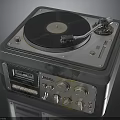 Vintage Turntable Audio Device With Vinyl Record Tonearm And Control Panel Knobs