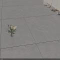 Gray Floor Tiles in Home Entrance with Slippers and Small Flower Vase