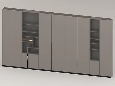 Modern Storage Cabinet With Sleek Design Multiple Doors And Open Shelves Gray Finish 3d model