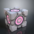 Decorative Square Household Item With Gray Concrete Texture And Pink Circular Heart Patterns