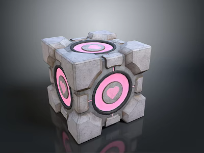 Decorative Square Household Item With Gray Concrete Texture And Pink Circular Heart Patterns 3d model