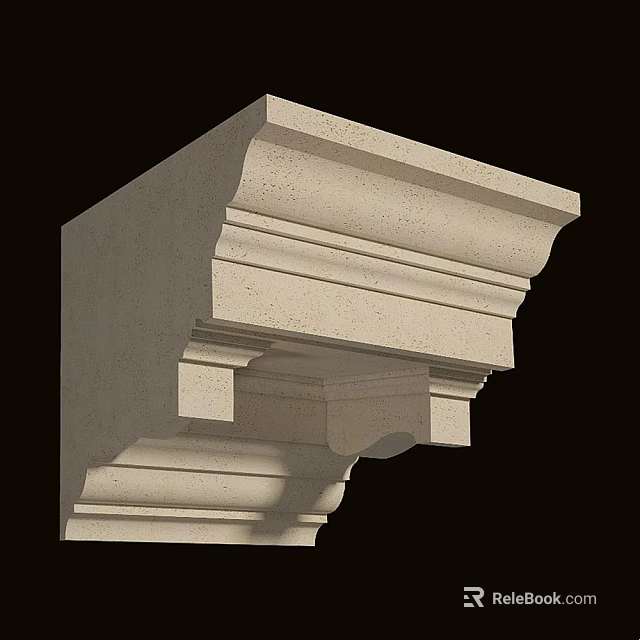 Elegant Stone Corner Molding With Classic Decorative Lines As Architectural Element 3d model