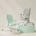 Modern Children's Chairs In Light Green And Gray With Breathable Backrest And Wheels