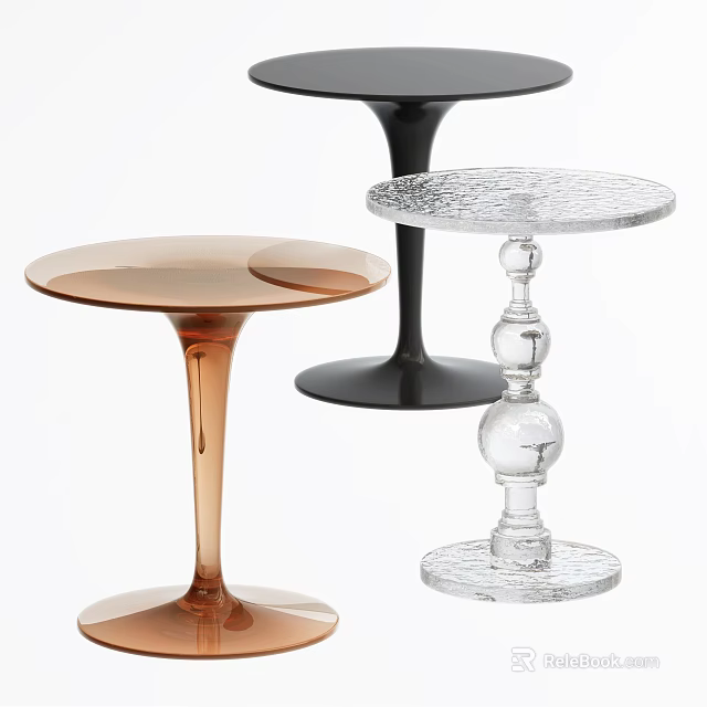 Stylish Modern Side Tables With Brown Black And Transparent Glass Designs 3d model 