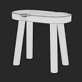 Handcrafted Wooden Stool with Curved Seat Four Solid Wood Legs and Natural Grain