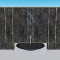 Black Marble Feature Wall With Vertical Water Stream And Circular Pool 3d model