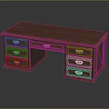 Traditional Wooden Office Desk With Multiple Drawers Metal Handles And Decorative Trim