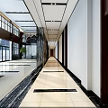 Front Desk Reception In Modern Lobby With Marble Feature Wall And Black Leather Sofas