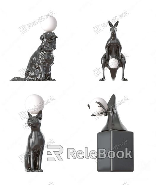 Modern Alien Floor Lamp Animal Dog Kangaroo Cat Sculpture Alien Floor Lamp model