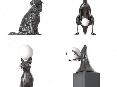 Modern Alien Floor Lamp Animal Dog Kangaroo Cat Sculpture Alien Floor Lamp model