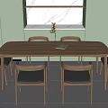 Nordic Dining Table and Chair Combination 3d model