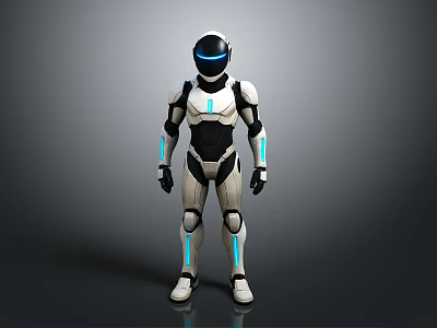 Futuristic Humanoid Robot Design With White Black Body And Blue Accent Lights 3d model