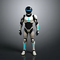 Futuristic Humanoid Robot Design With White Black Body And Blue Accent Lights