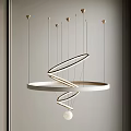 Modern Spiral Circular Chandelier Design With Sleek Metal Rings And Hanging Elements