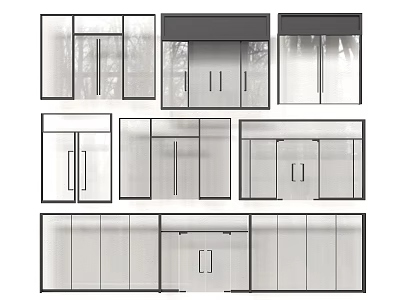 Various Interior Door Designs With Glass Panels And Different Configurations 3d model