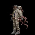 Astronaut Character In Space Suit With Alien Tentacles And Detailed Features 3d model