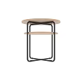 Modern Round Wooden Top Side Table With Black Metal Frame Structure Design 3d model