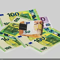 Euro Banknote Themed Decorative Ornament Set with 100 and 50 Euro Notes and Clip