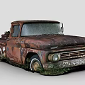 Rusted Vintage Truck Exterior With Overgrown Grass And Worn Out Body