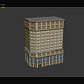 Cartoon Scenery Multi Story Building With Detailed Windows And Ground Floor Shop Fronts