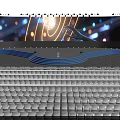 Modern Stage Design With Blue Lighting Large LED Screen And Audience Seats