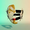 Fractured Face Sculpture Artwork With Metal Parts Cracks And Gradient Backdrop