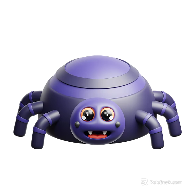 Cute Purple Reptile Cartoon Character With Big Eyes Round Body And Smile 3d model 