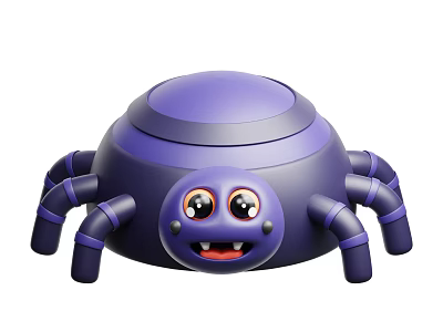 Cute Purple Reptile Cartoon Character With Big Eyes Round Body And Smile 3d model