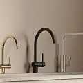 Modern Kitchen Faucets With Gold Black And Transparent Designs On Countertop