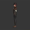 Game Movie Character With Red Hair Brown Hat Red Top Blue Pants And Brown Boots