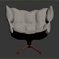 Modern Light Colored Padded Leisure Chair With Quilted Design And Wooden Legs
