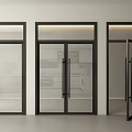 Modern Black Frame Glass Double Doors With Minimalist Design In Home Interior