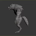 White Fur Mythical Creature Character With Muscular Body Sharp Teeth And Fierce Expression