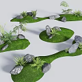 Karesansui Zen Garden Features Moss Covered Areas And Natural Stone Arrangements
