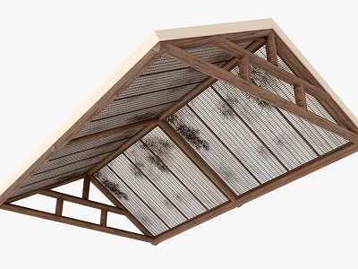 Modern Ceiling Design With Wooden Frame And Transparent Panels Allowing Natural Light 3d model