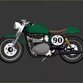 Vintage Green Motorcycle With Brown Leather Seat Number 90 On Body Classic Design Shiny Finish