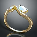 Elegant Gold Ring With Twisted Band And Two Shiny Diamonds For Women