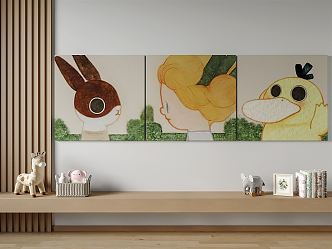 Modern cartoon decorative painting 3d model