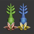 Colorful Flower Shaped Pokemon Figurines With Pink Green Yellow Blue Designs