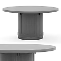 Natural Round Wooden Dining Table with Woven Base and Simple Design Structure 3d model