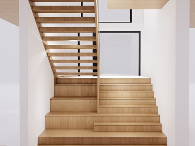 Stairs Wood Stairs Scissors Stairs Straight Stairs Handrail model