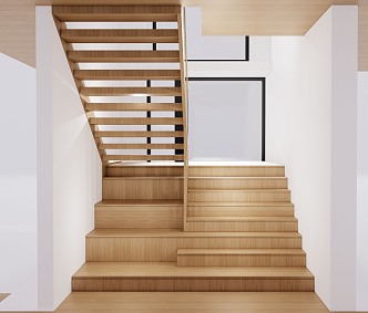 Stairs Wood Stairs Scissors Stairs Straight Stairs Handrail 3d model