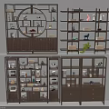 Traditional Chinese Wooden Bogu Shelves With Open Compartments And Decorative Displays