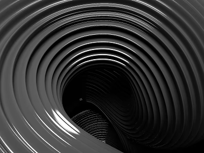 Abstract Spiral Pattern With Smooth Black White Curved Lines And Glossy Surface 3d model