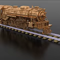 Vintage Steam Train Models With Green And Bronze Color On Detailed Rail Tracks