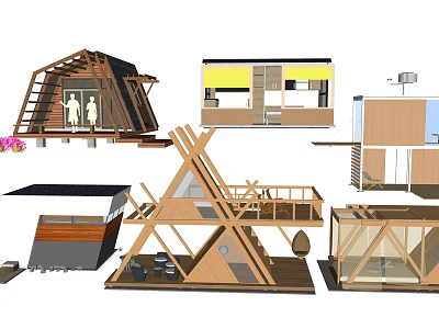 Modern Wooden House Design With Various Structures And Open Terraces 3d model