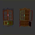 Vintage Mahogany Cabinets Pair With Glass Doors Open Shelves And Classic Style