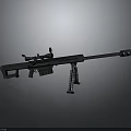 Tactical Sniper Rifle With Telescopic Scope Long Barrel Bipod Stand And Metallic Design