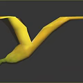 Folded Banana with Wing Shaped Design on Dark Background with Reflection